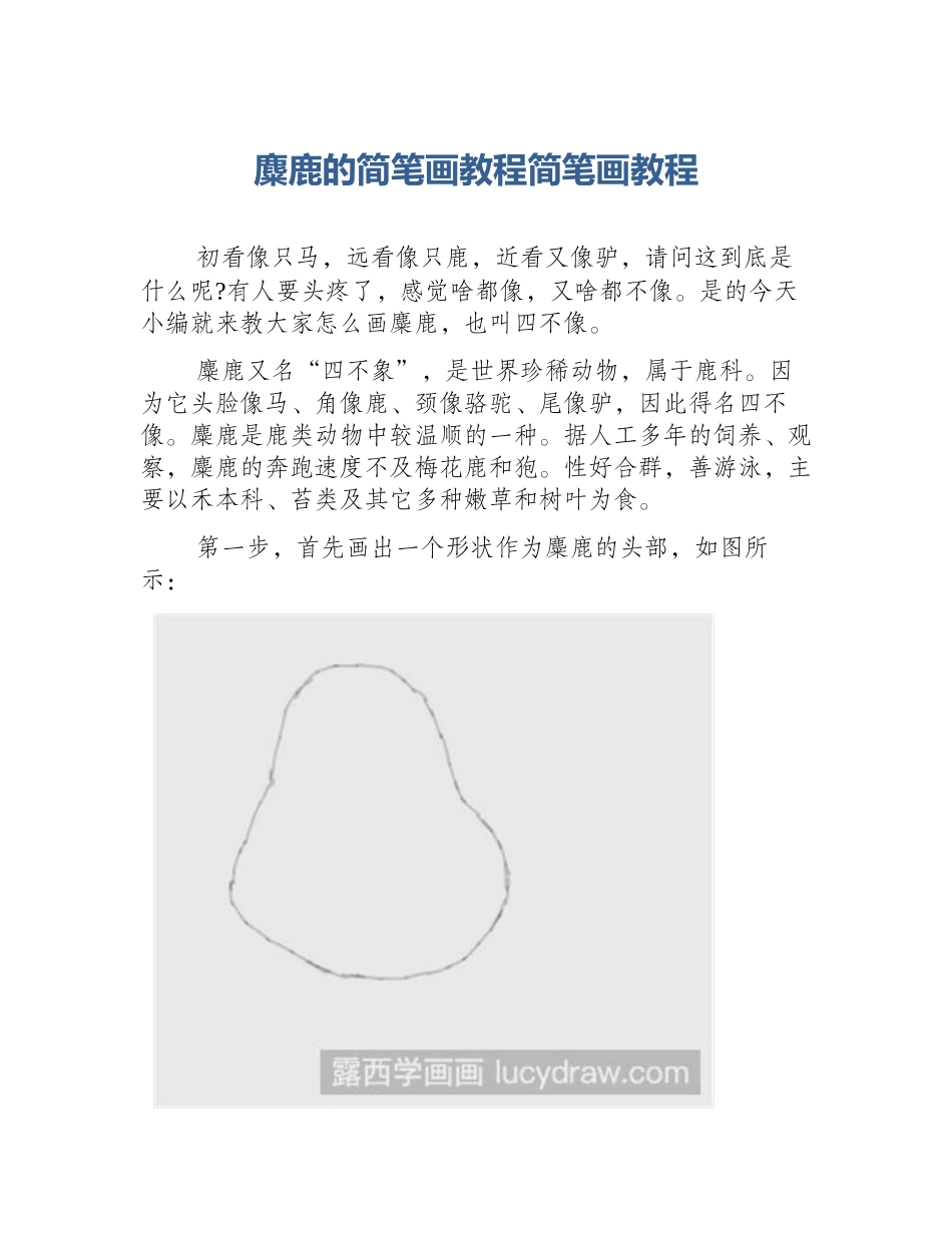 麋鹿的简笔画教程简笔画教程_第1页