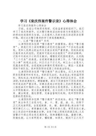 学习《栾庆伟案件警示录》心得体会 