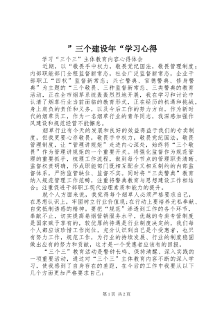”三个建设年“学习心得 