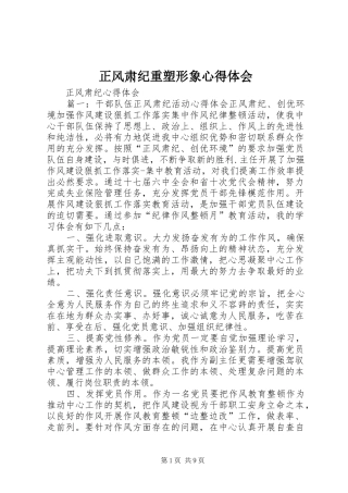 正风肃纪重塑形象心得体会 