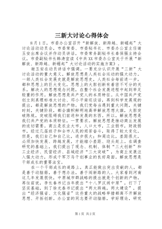 三新大讨论心得体会 