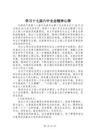 学习十七届六中全会精神心得 