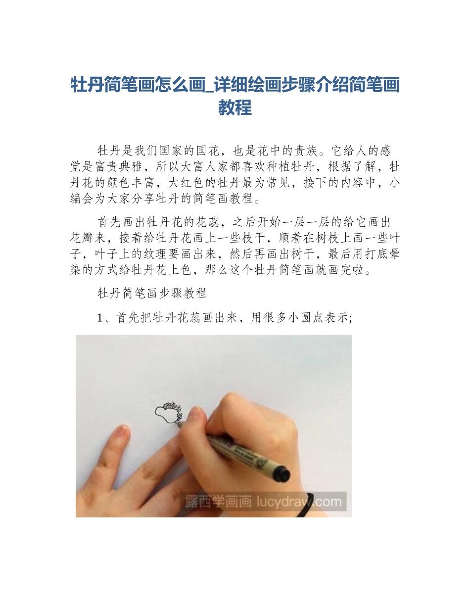 牡丹简笔画怎么画_详细绘画步骤介绍简笔画教程_第1页