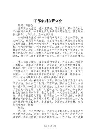 干部集训心得体会 