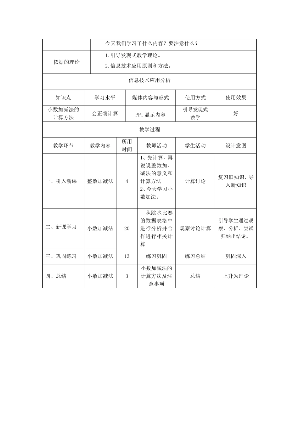 小数的加法和减法教学设计_第2页