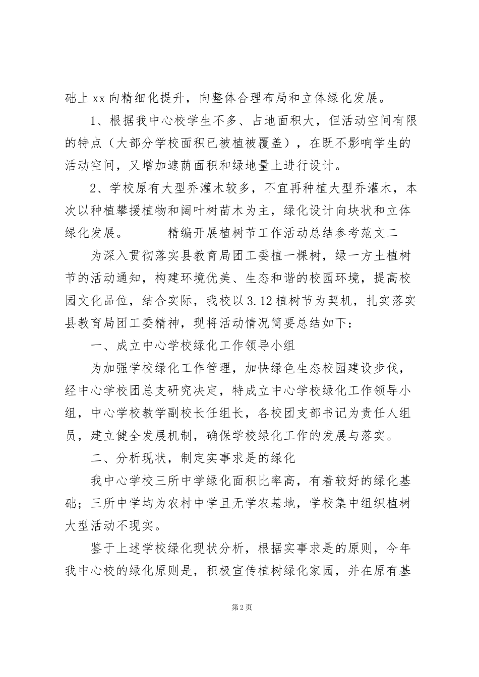 精编开展植树节工作活动总结参考范文4篇_第2页