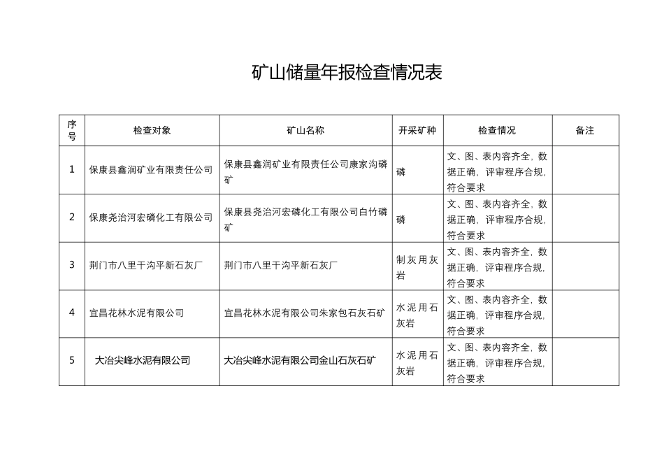 矿山储量年报检查情况表【模板】 _第1页