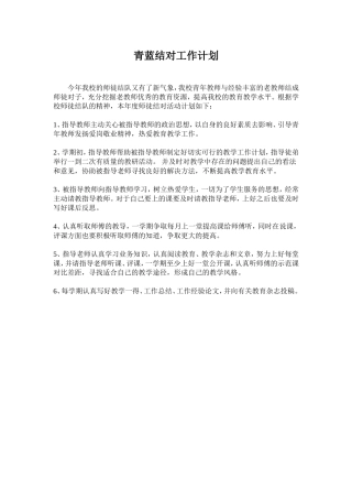 青蓝结对工作计划