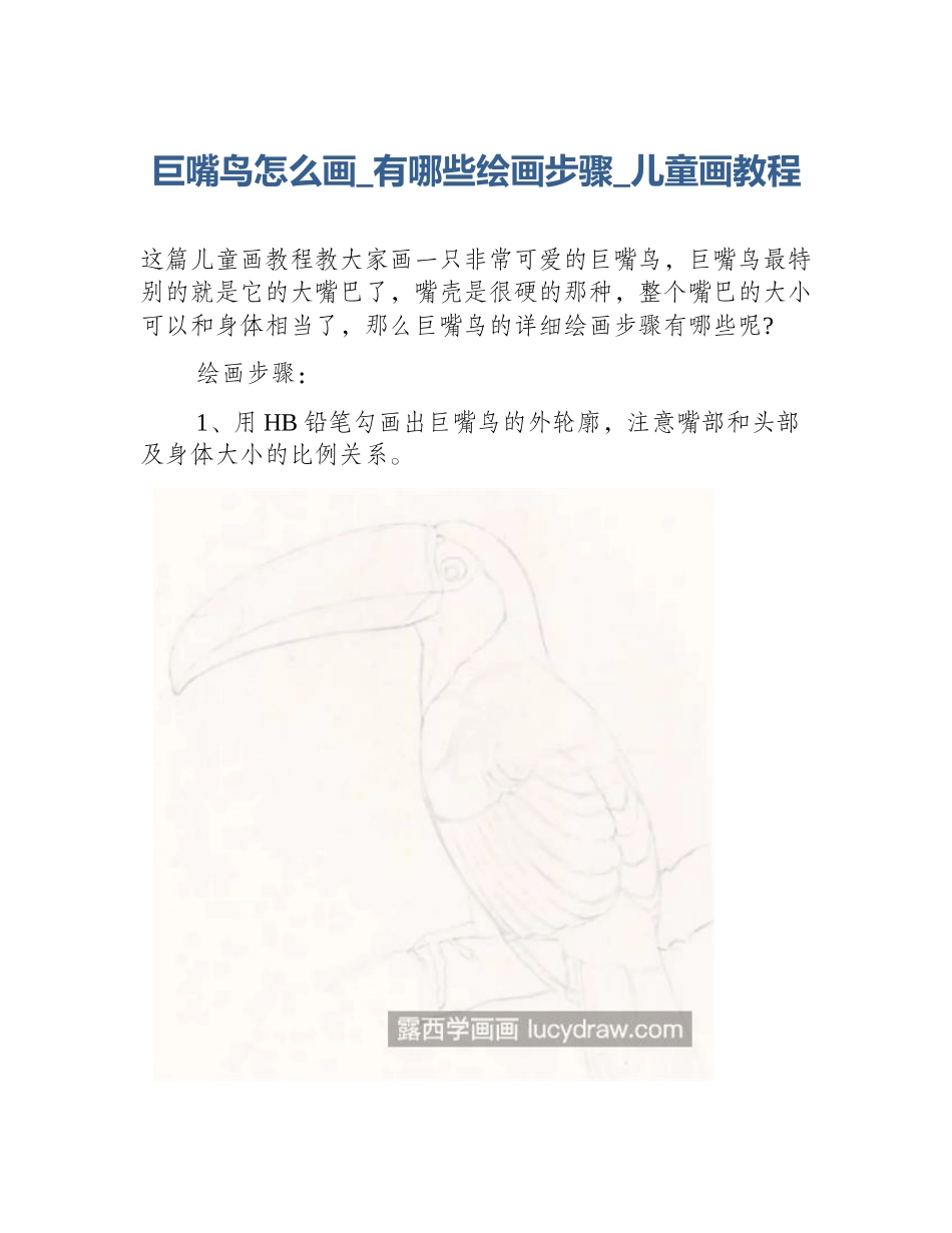 巨嘴鸟怎么画_有哪些绘画步骤_儿童画教程_第1页
