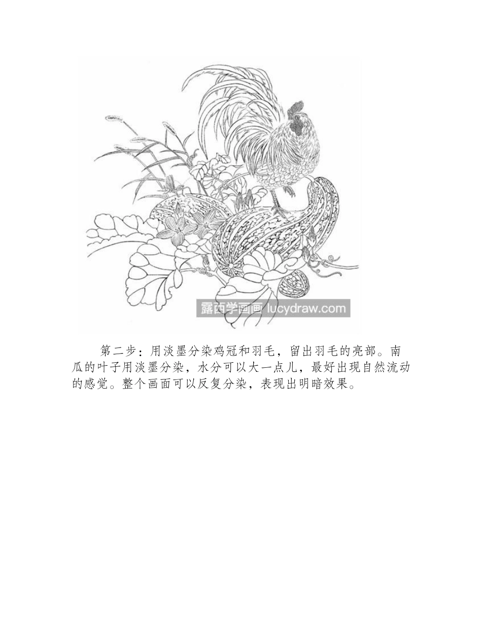南瓜和公鸡怎么画_简单的工笔画法是什么_工笔画教程_第2页
