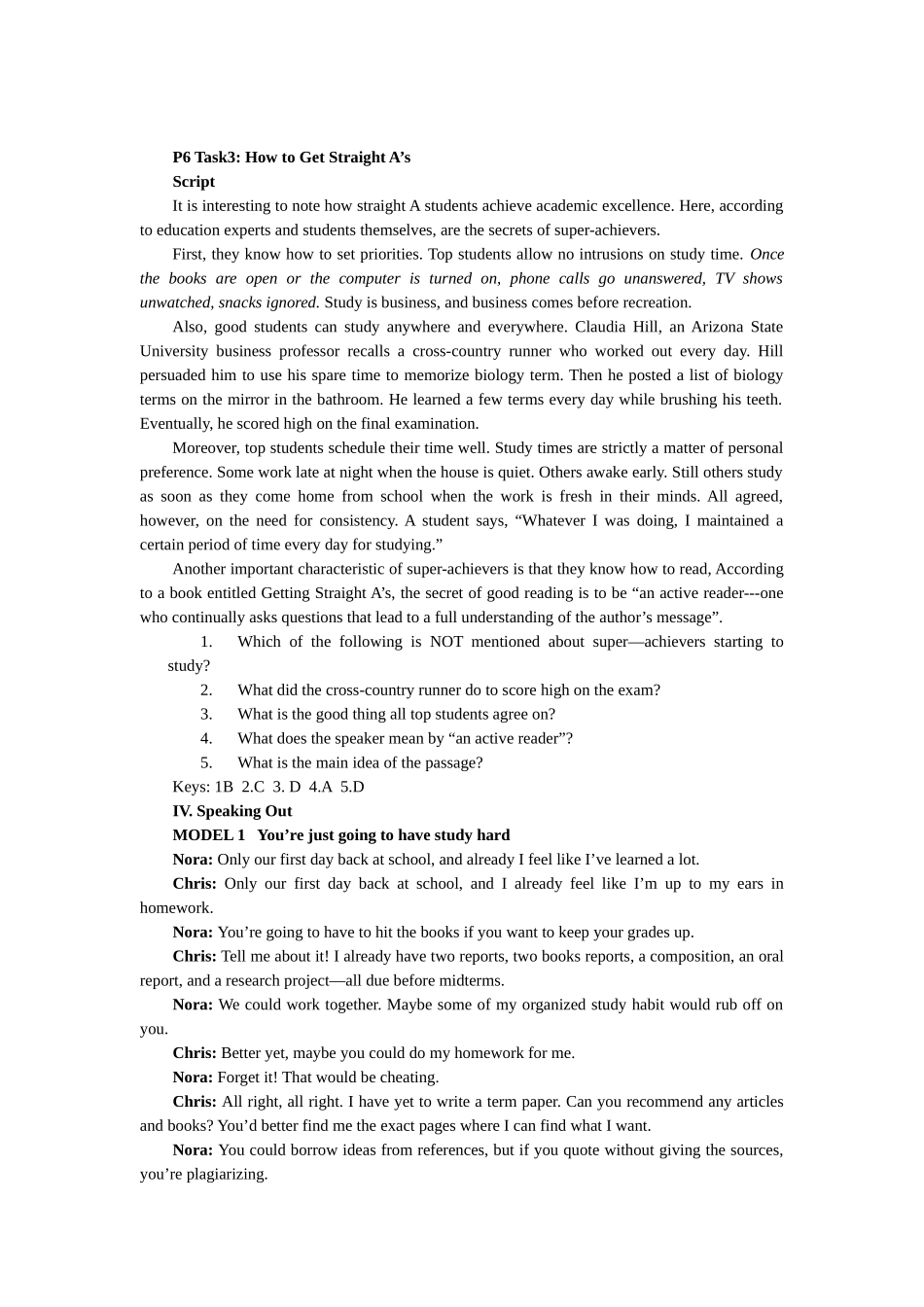 亲自整理新视野视听说第二版第三册听力文本和答案_第3页