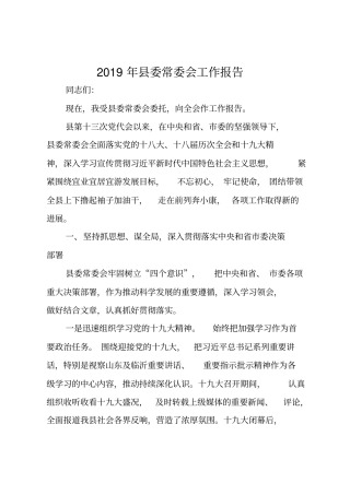 2019年委常委会工作报告