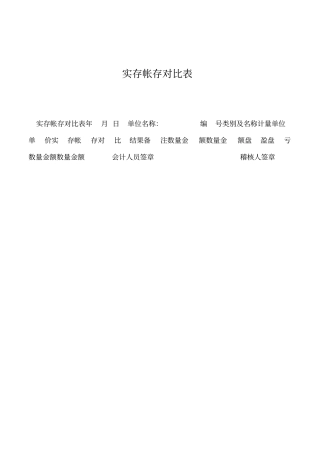 2019年实存帐存对比表