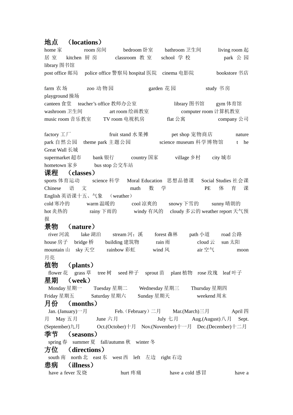 Pep小学英语总复习单词归类表_第3页