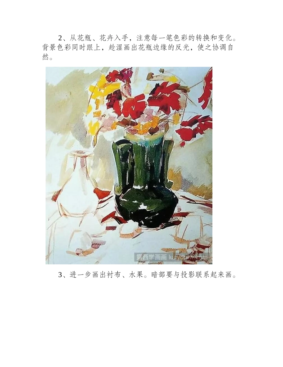静物花瓶：水粉画教程水粉画教程_第2页