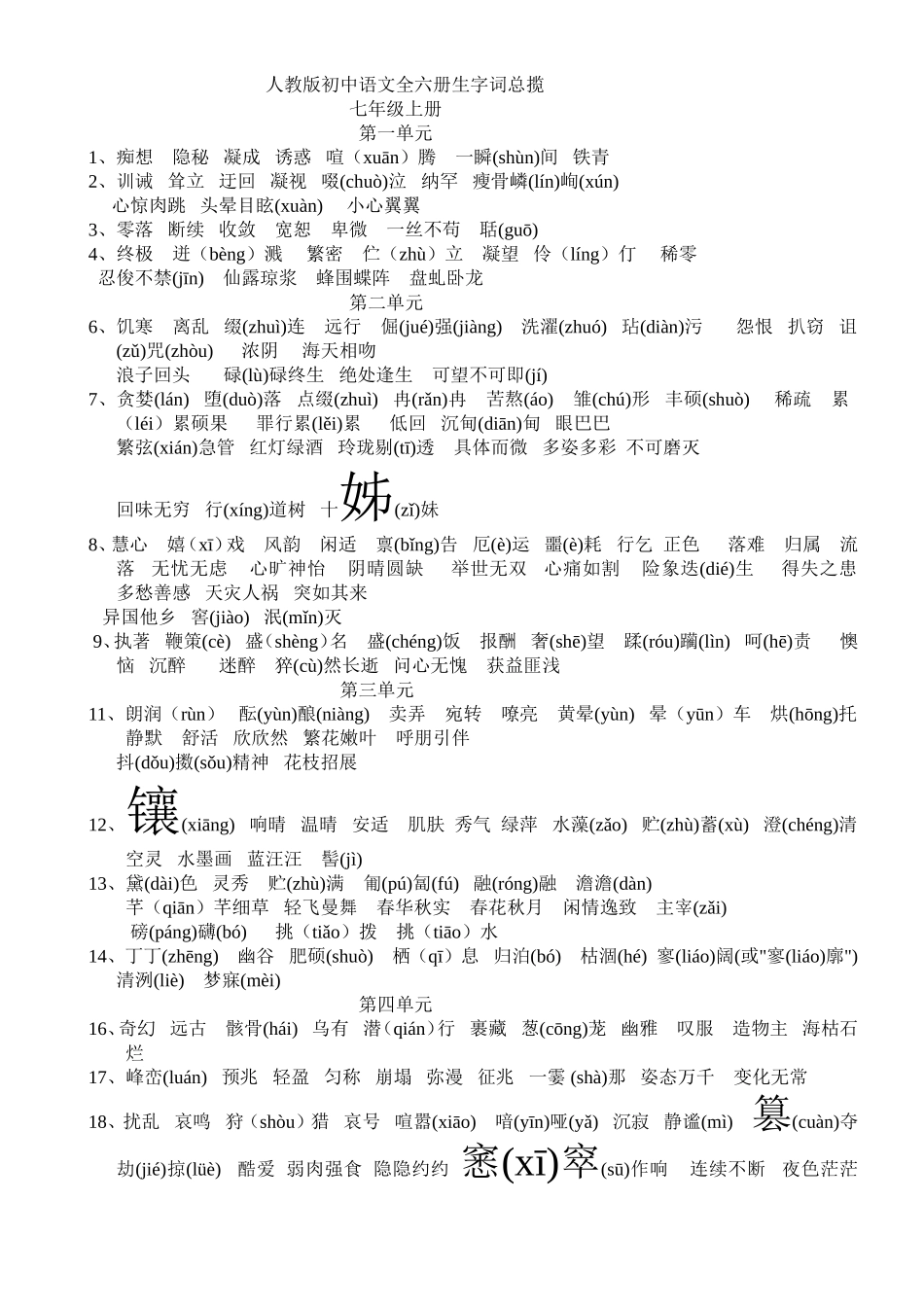 语文生字(中学)_第1页