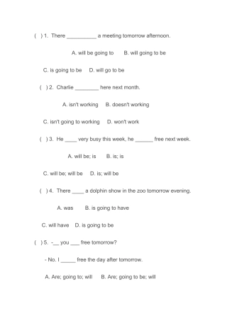 一般将来时练习题