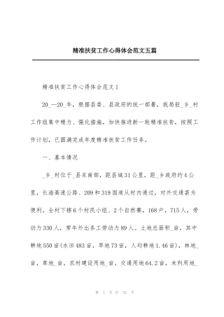 精准扶贫工作心得体会范文五篇