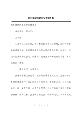 秸秆禁烧的表态发言稿5篇