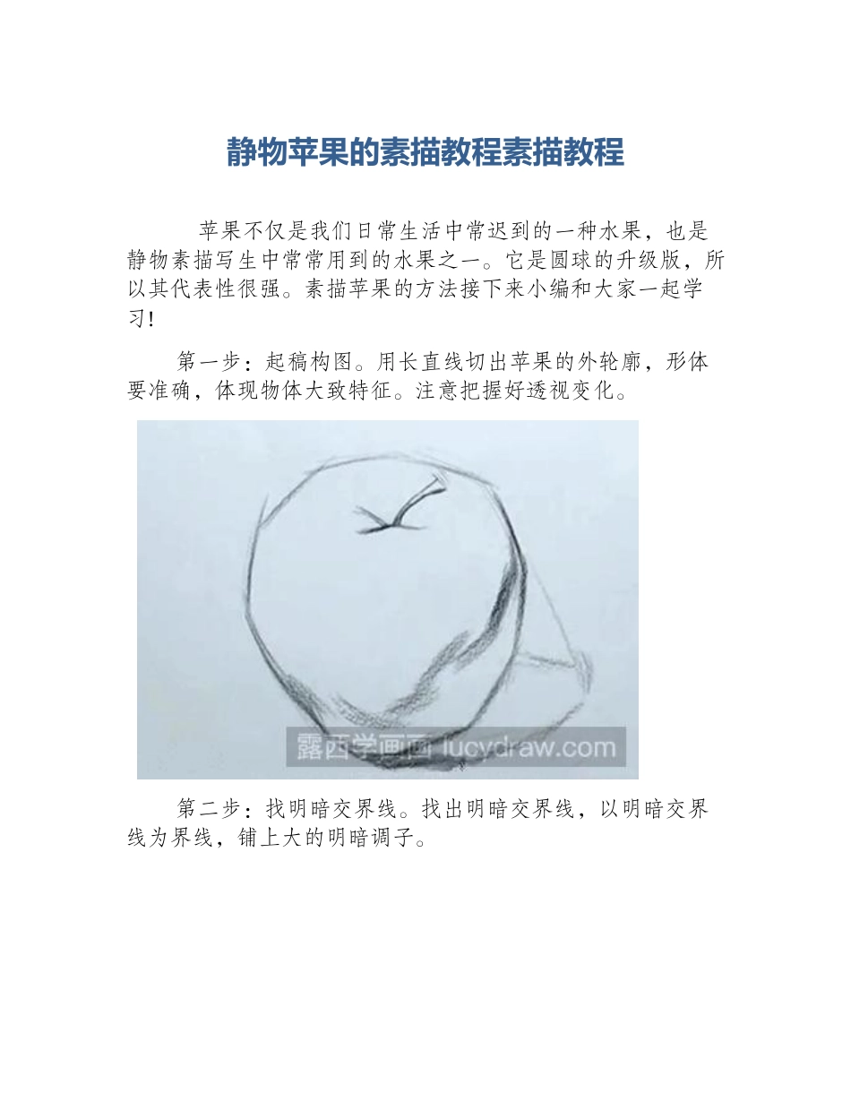 静物苹果的素描教程素描教程_第1页