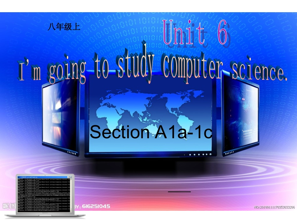 人教版八年级新目标上Unit+6+Im+going+to+study+computer+science+Section+A1a-1c（共32张PPT）_第1页