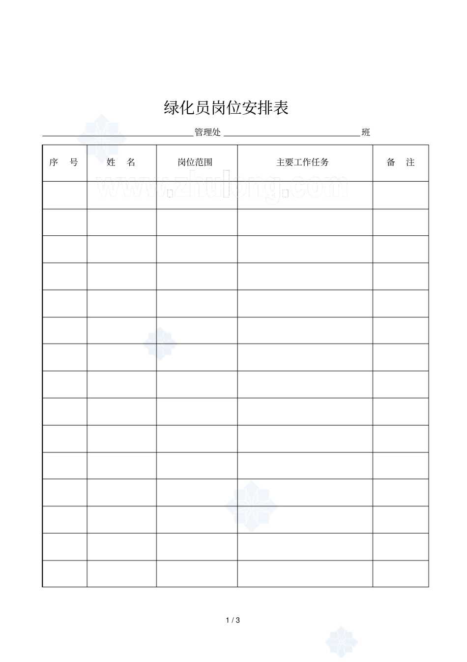 2019年绿化员岗位安排表_第1页