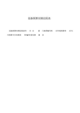 2019年设备预算实绩比较表