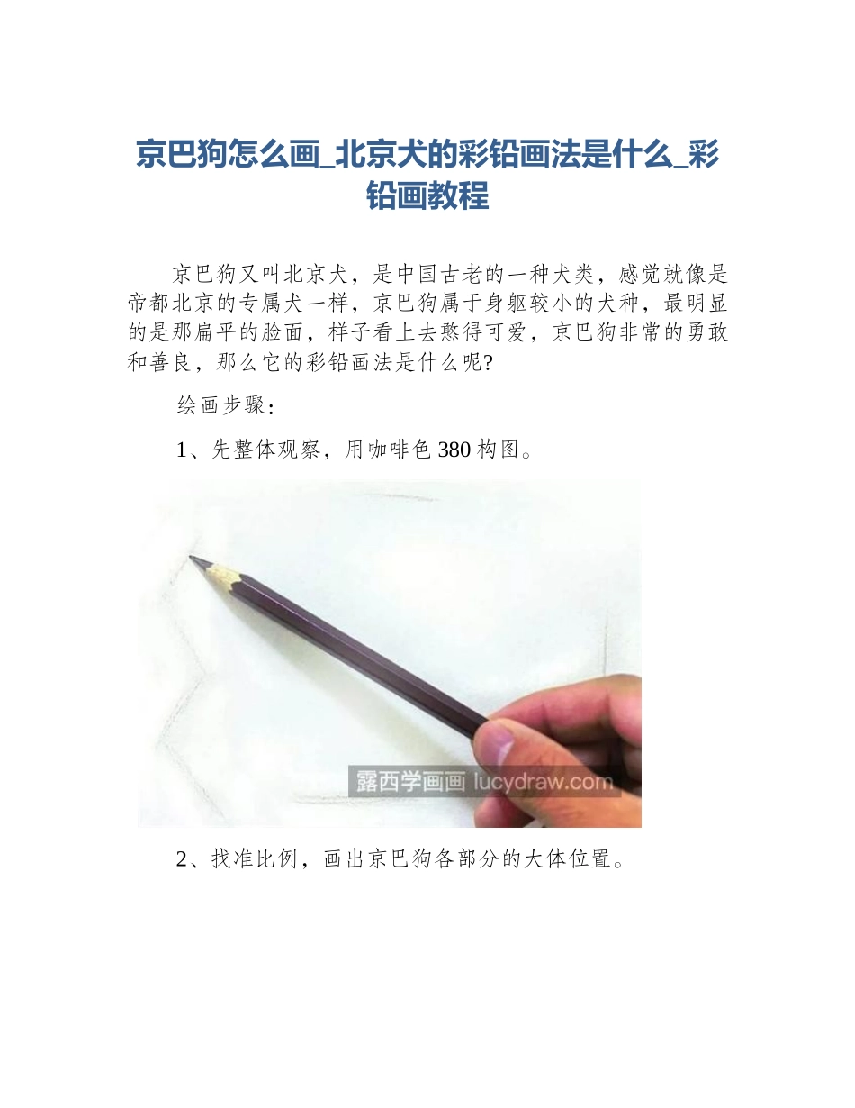 京巴狗怎么画_北京犬的彩铅画法是什么_彩铅画教程_第1页