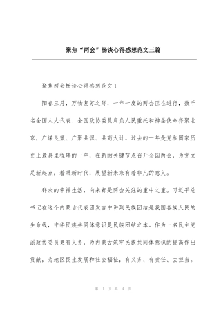 聚焦“两会”畅谈心得感想范文三篇