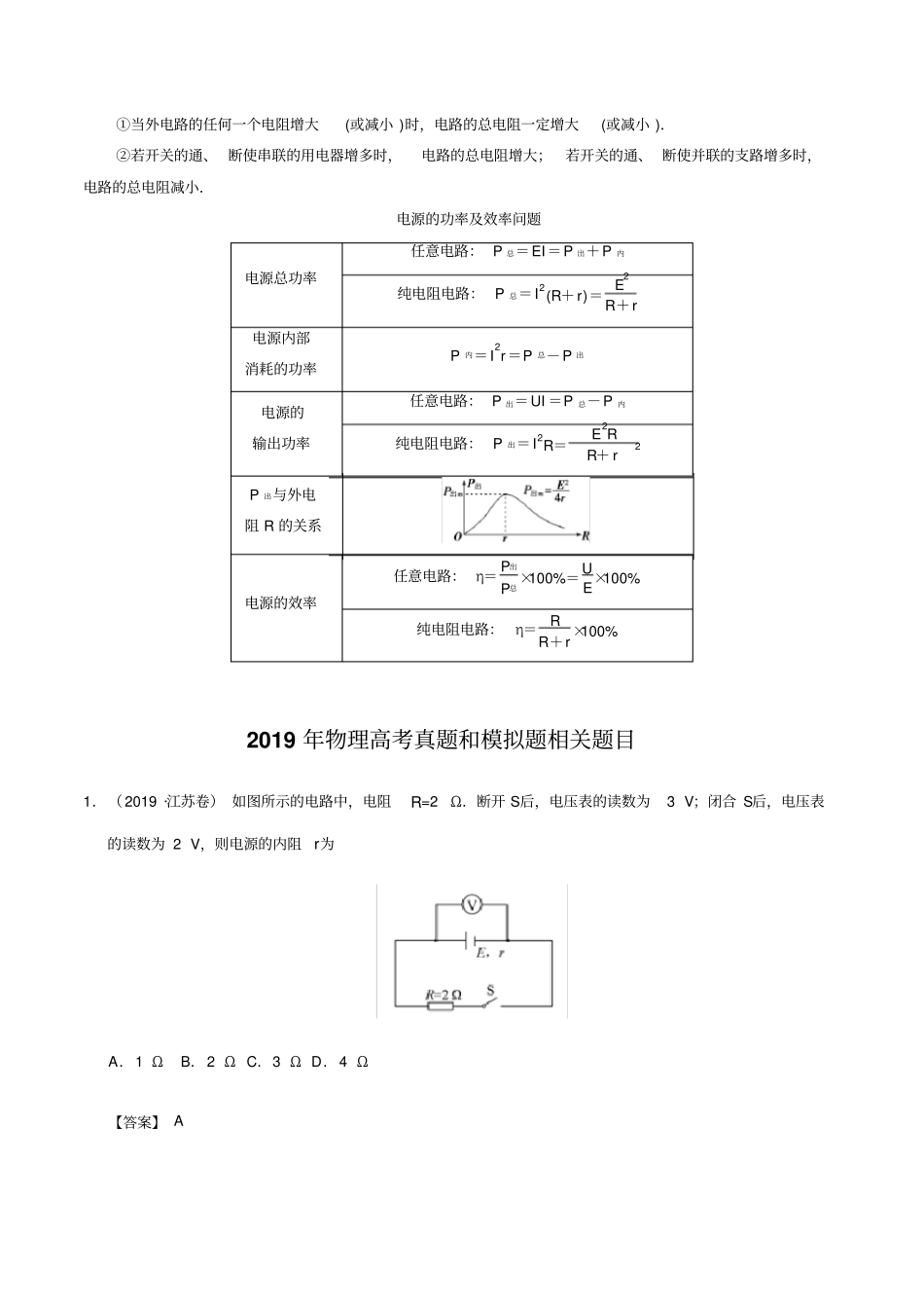 2019年高考一轮复习恒定电流真题、模拟题、知识点总结分项汇编_第3页