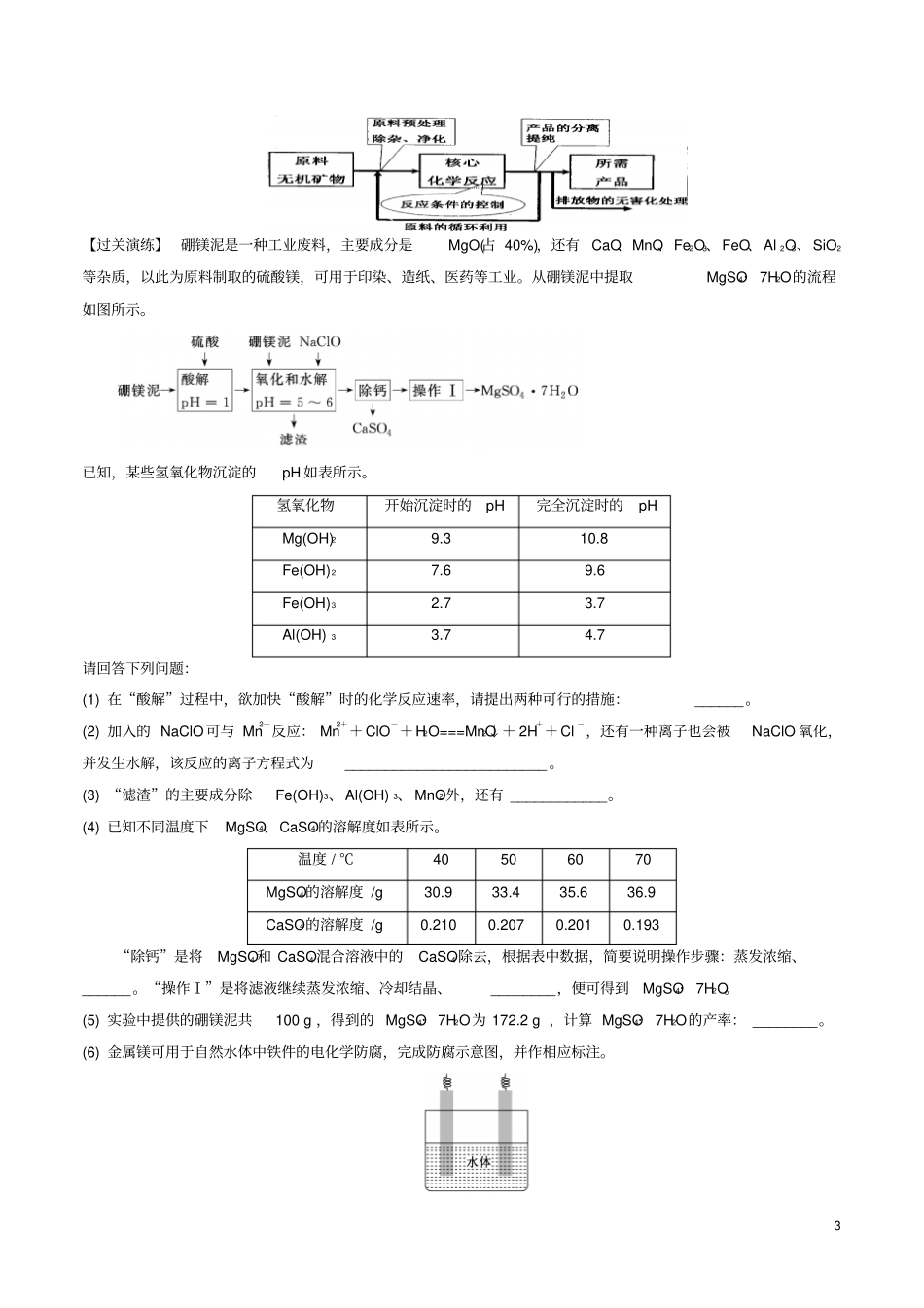 2019年高考化学一轮总复习考点扫描专题10化学工艺流程题与金属冶炼学案_第3页