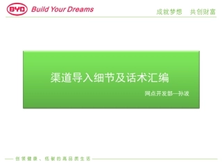 渠道导入细节及话术汇编