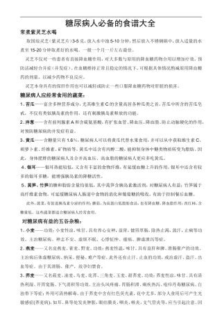 糖尿病人必备的食谱大全
