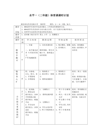 二年级武术课教案