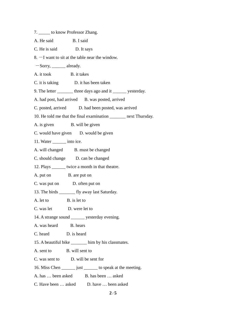 语法专练：被动语态_第2页