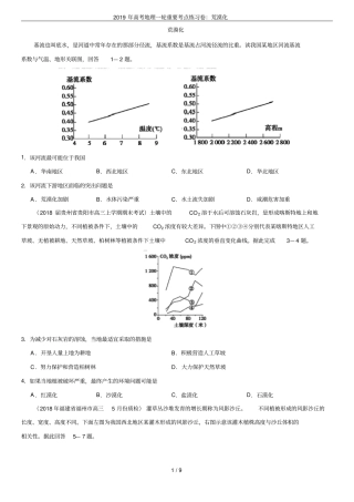 2019年高考地理一轮重要考点练习卷：荒漠化