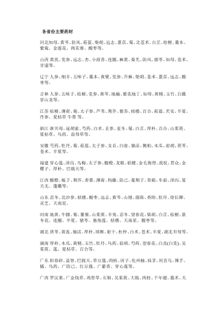 各省份主要药材