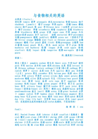 与食物相关的英语
