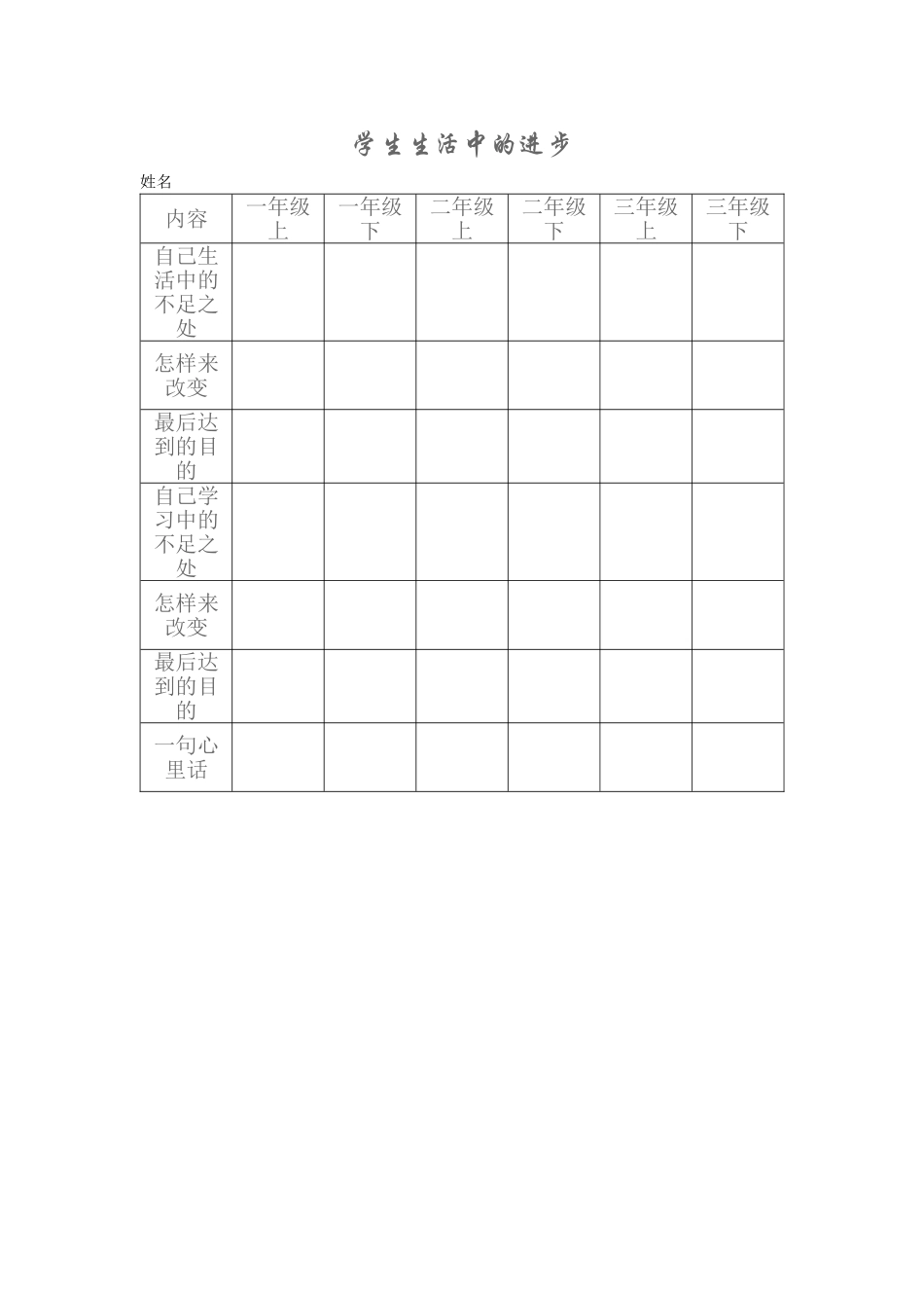 学生个人成长档案表_第1页