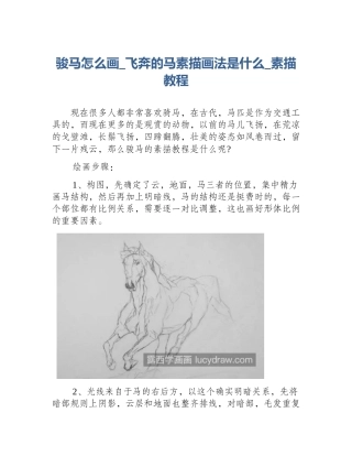 骏马怎么画_飞奔的马素描画法是什么_素描教程