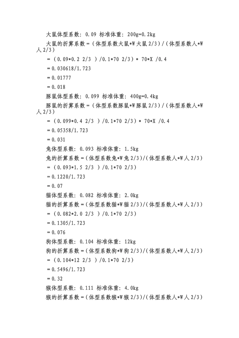 人与动物之间的给药剂量换算_第3页