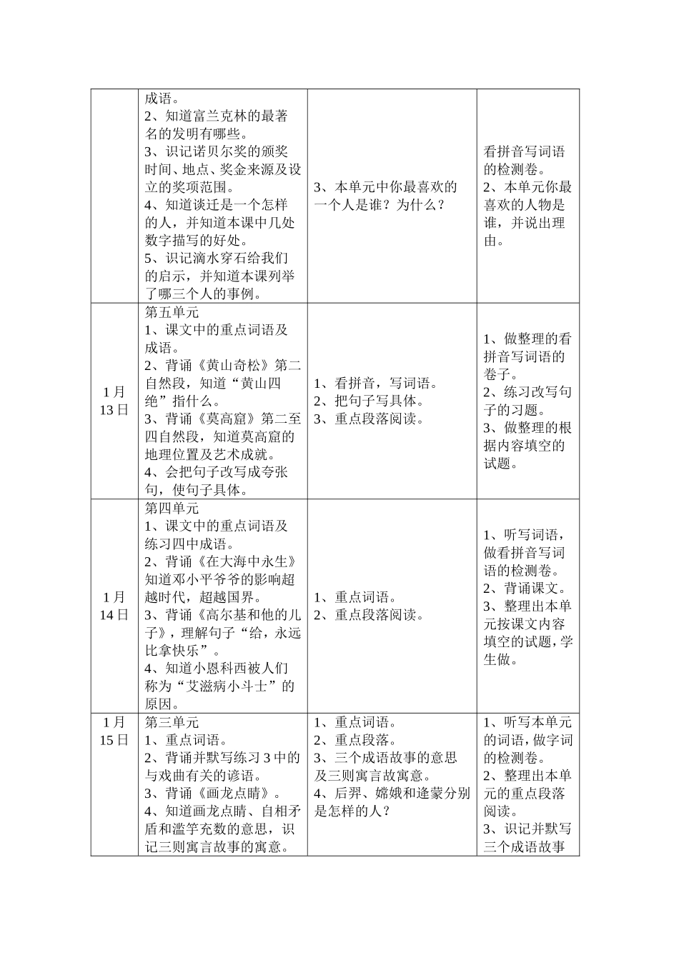 五年级语文期末复课计划_第3页