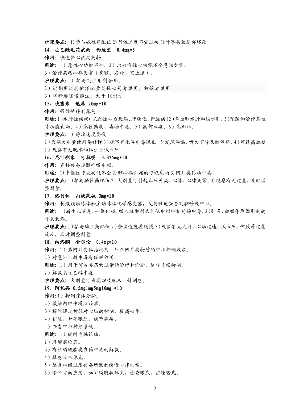 急诊抢救室必备50种药品知识_第3页