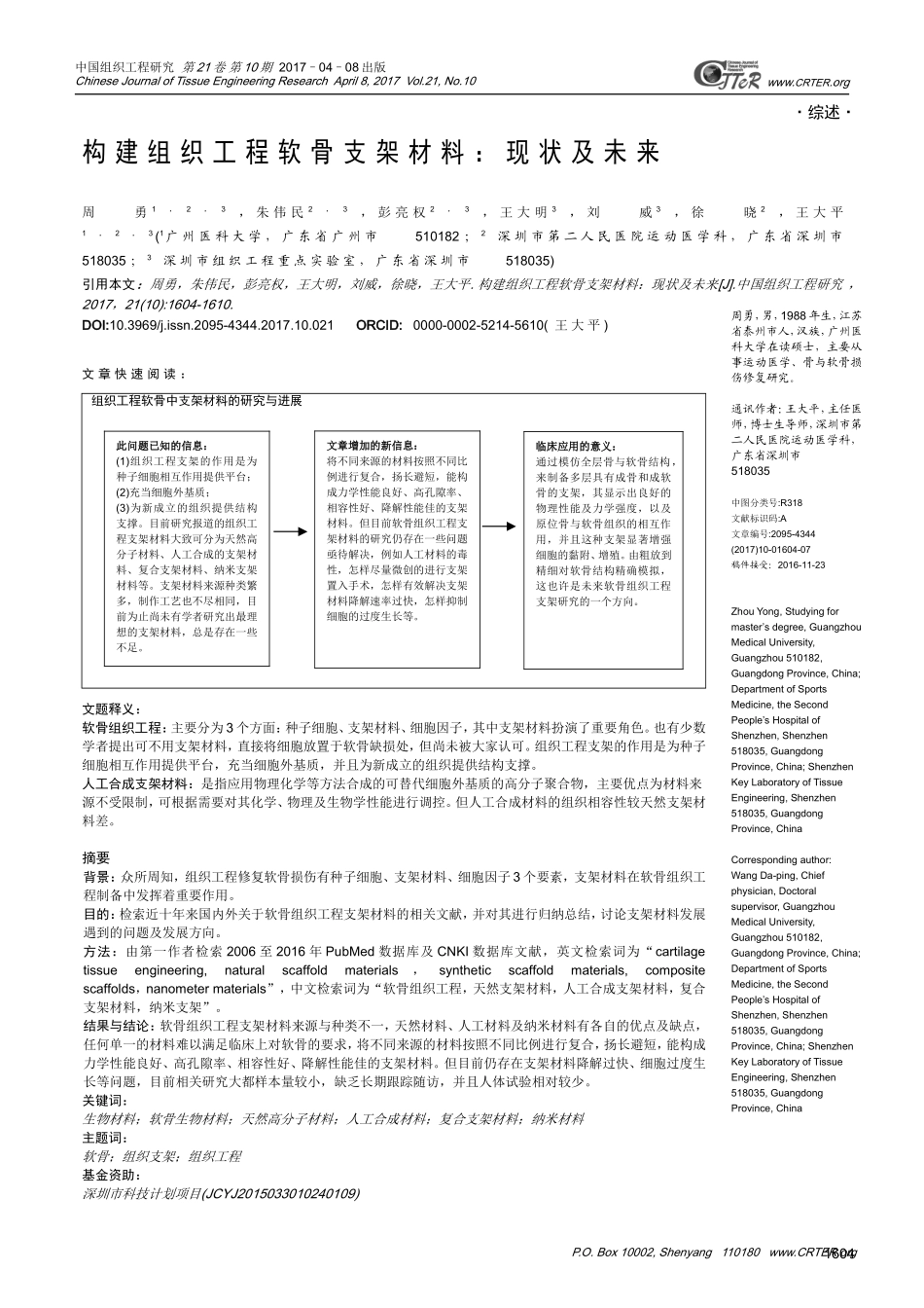 构建组织工程软骨支架材料：现状及未来_第1页