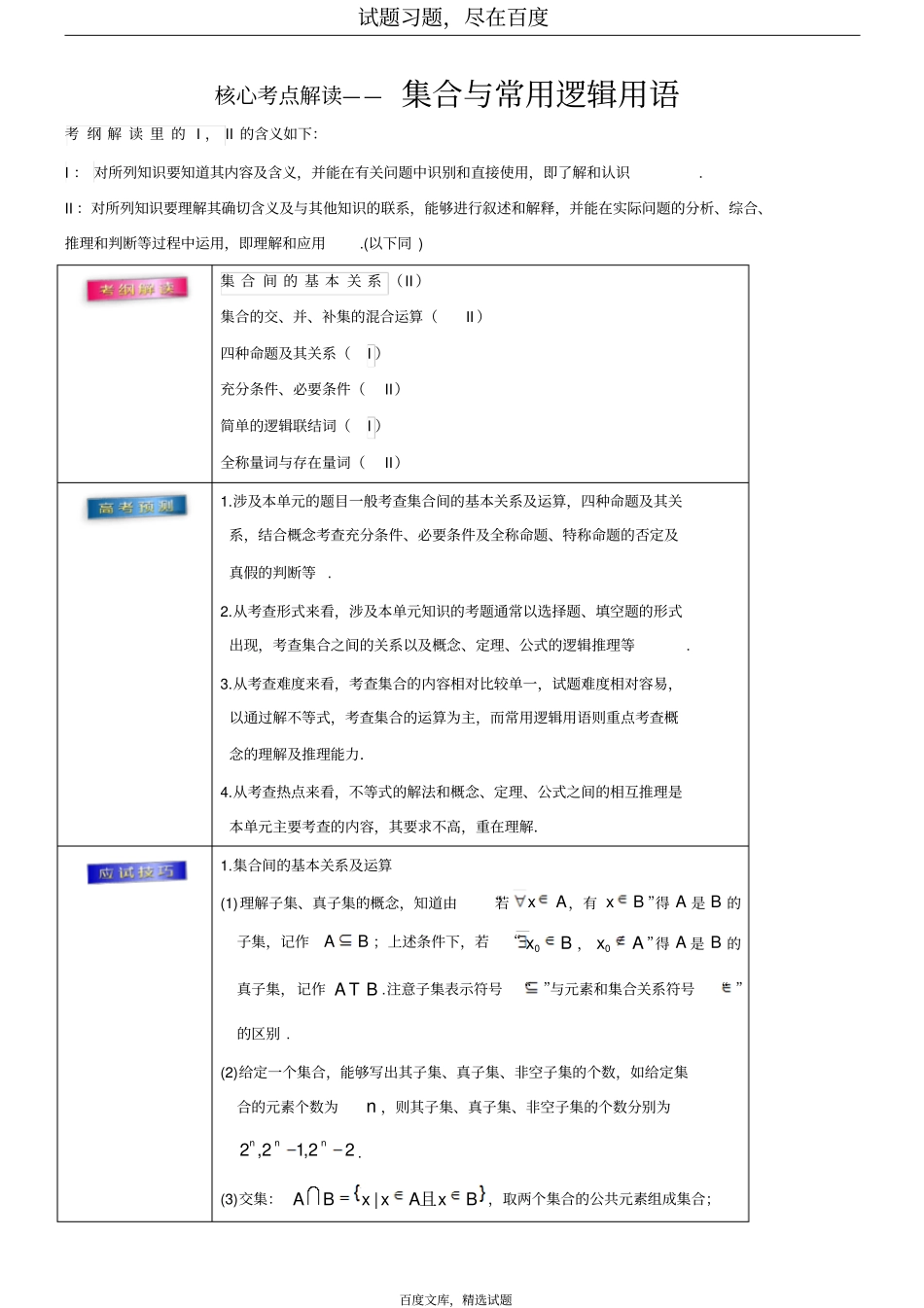2019年高考理数考前20天终极冲刺攻略集合与常用逻辑用语含答案_第1页