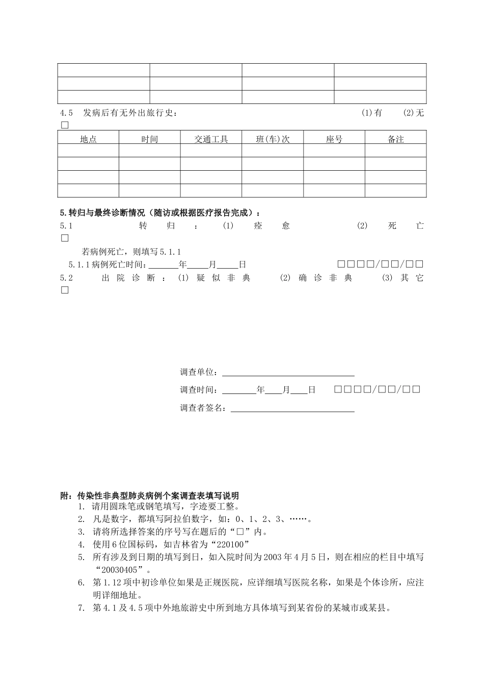 传染性非典型肺炎病例个案调查表_第3页