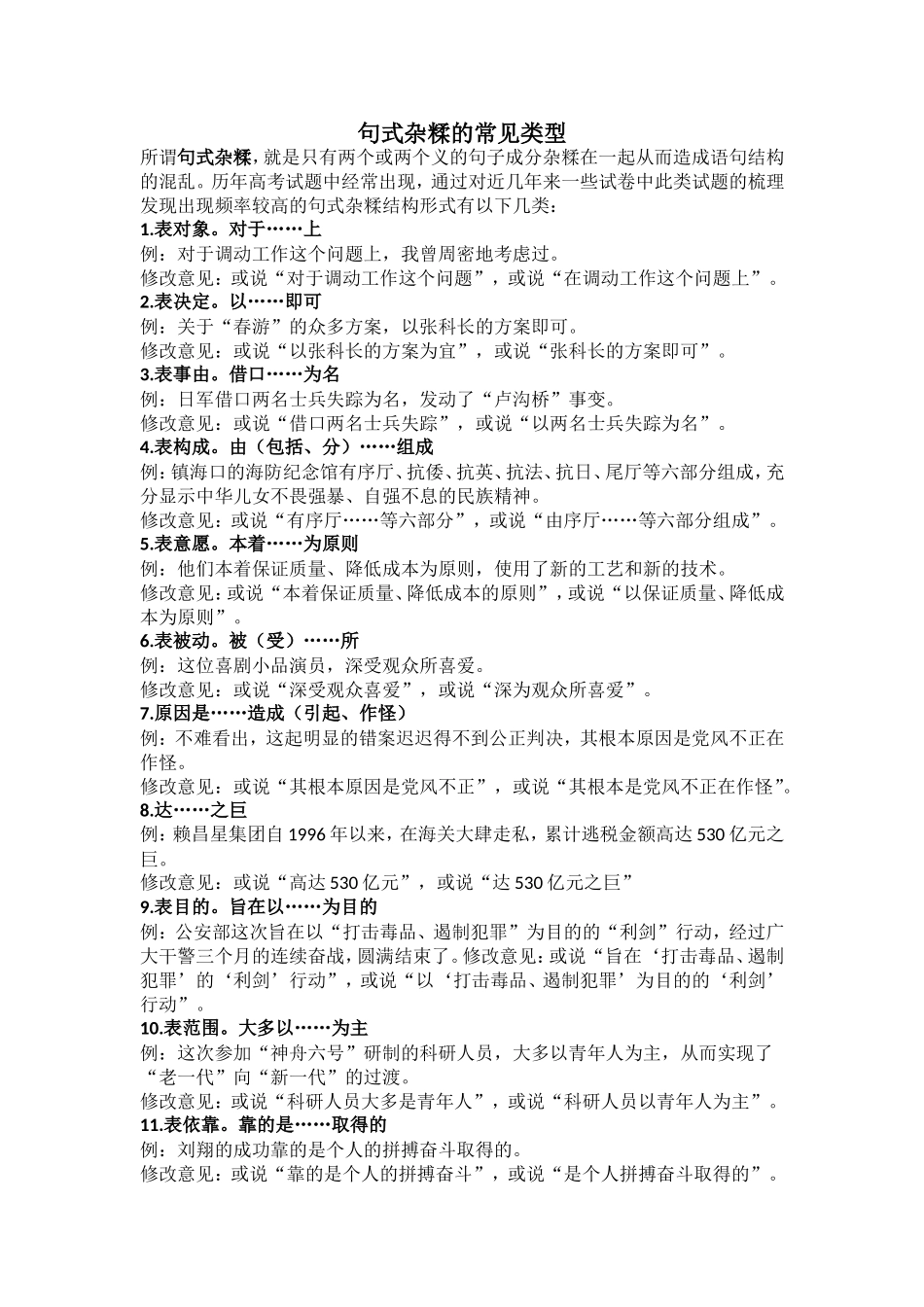 常见病句杂糅格式_第1页