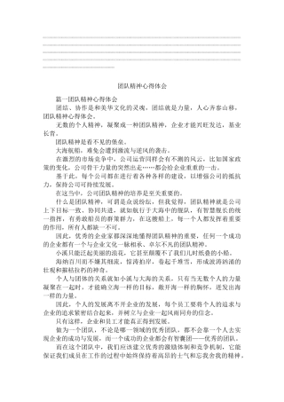 团队精神心得体会