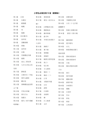 小学生必背古诗词75篇