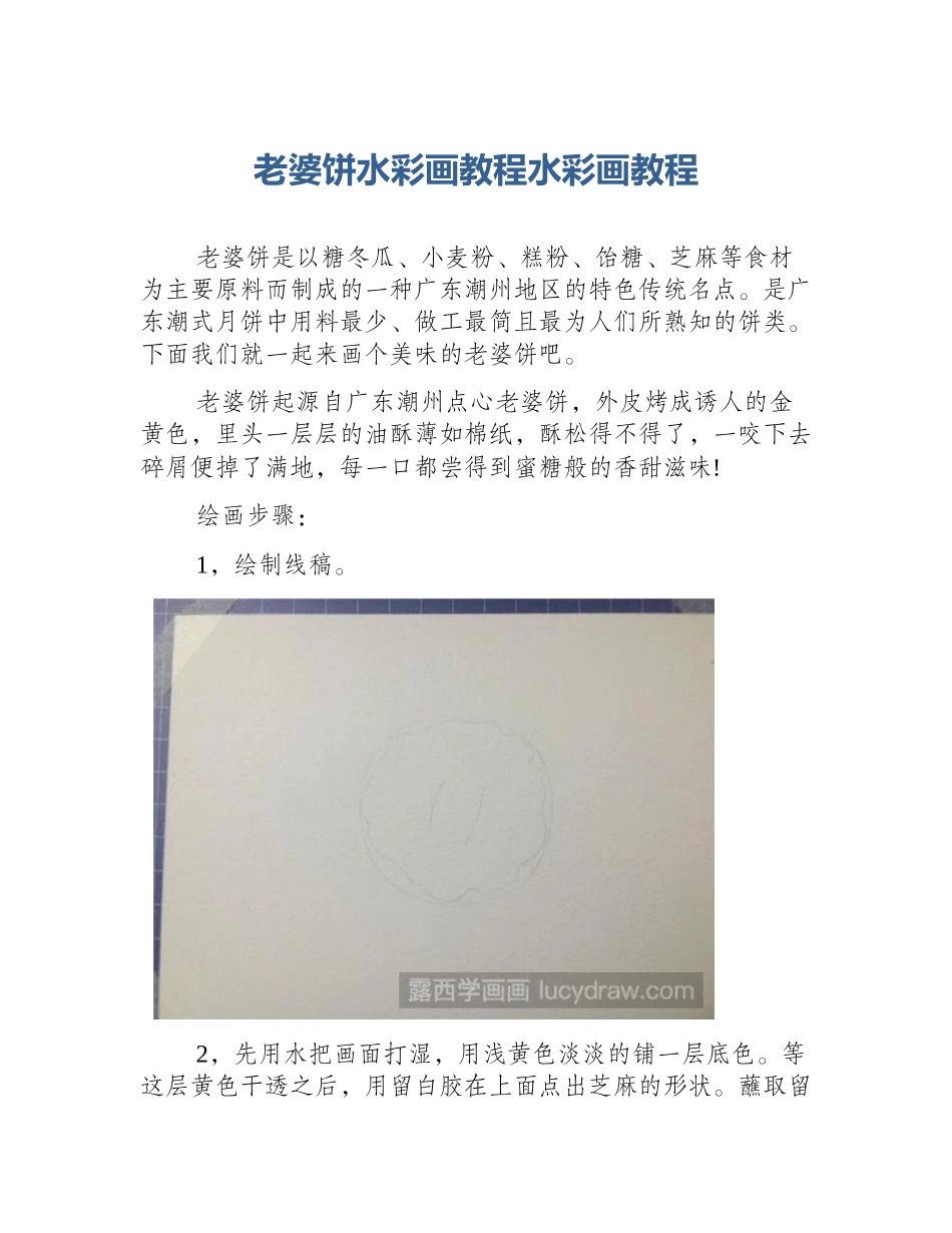 老婆饼水彩画教程水彩画教程_第1页